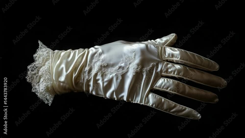 Poster a pair of white gloves sitting on a dark background, ready for use or display