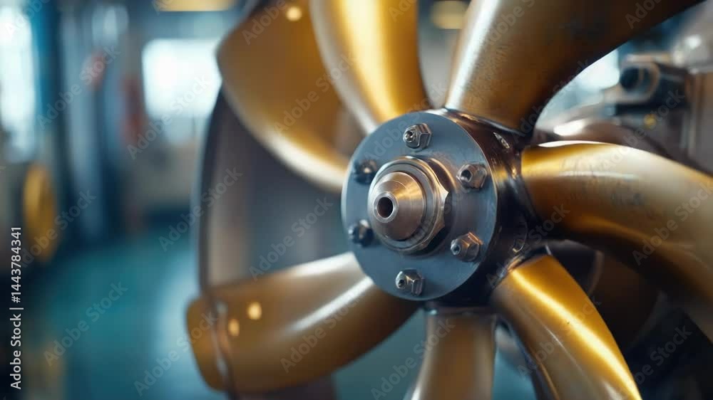 Aufkleber a close-up view of a propeller on a train, suitable for illustrations about transportation and techn