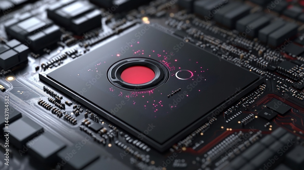 Poster cutting-edge microchip technology: a close-up view of a modern processor
