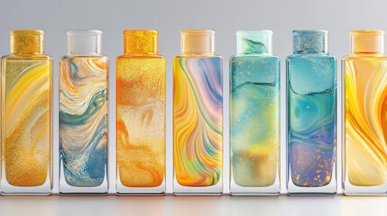 Bottles of perfume. Al generated art illustration.