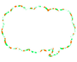ステンドグラス風吹き出し　三角形模様　細長い雲形