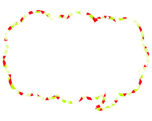 ステンドグラス風吹き出し　三角形模様　細長い雲形