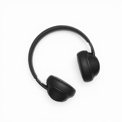 Fototapeta premium Overhead Bird's Eye View of Modern Wireless Over-Ear Headphones Folded Neatly on White Background – Modern Flat Design