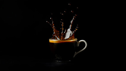 Dynamic Espresso Splash Rich Dark Coffee in Motion