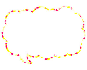 ステンドグラス風吹き出し　三角形模様　細長い雲形