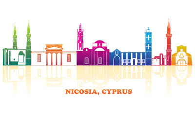 Obraz premium Colourfull Skyline panorama of city of Nicosia, Cyprus - vector illustration