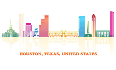 Obraz premium Colourfull Skyline panorama of city of Houston, Texas, United States - vector illustration