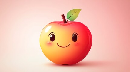 A cheerful cartoon apple with a friendly face perfect for childrens content and educational m