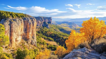 Autumn: Yellow leaves in Aragon's Gudar mountains.