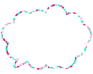 ステンドグラス風吹き出し　三角形模様　丸みのある雲形