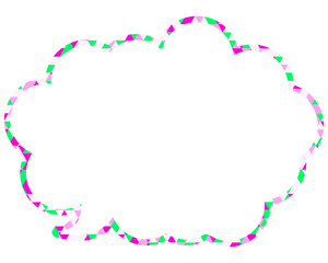 ステンドグラス風吹き出し　三角形模様　丸みのある雲形