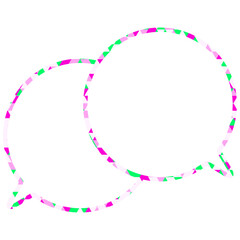 ステンドグラス風吹き出し　三角形模様　重なる会話