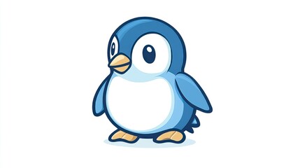 Fototapeta premium A charming cartoon penguin with a playful expression ideal for childrens content educational