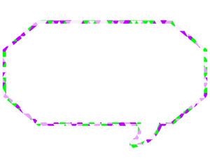 ステンドグラス風吹き出し　三角形模様　細長い八角形