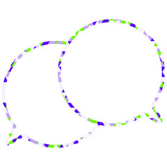 ステンドグラス風吹き出し　三角形模様　重なる会話
