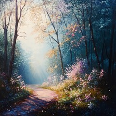 Obraz premium Verdant spring forest.