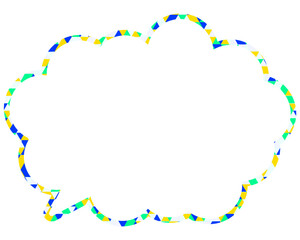 ステンドグラス風吹き出し　三角形模様　丸みのある雲形