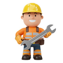 Cute 3D Cartoon Construction Male Worker