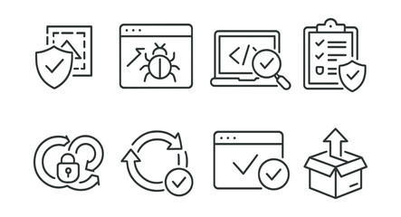 Set of icons for computer security and protection