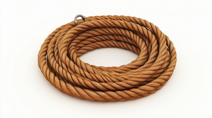 Obraz premium Coiled Rope with Metal Ring Ideal for Nautical Industrial and Decorative Uses