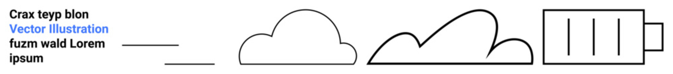 Abstract cloud outlines transitioning towards a battery indicator. Ideal for energy, sustainability, technology, storage, renewable resources, cloud computing, simple landing page