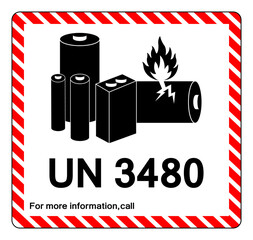 UN 3480 Lithium Battery Symbol Sign , Vector Illustration, Isolate On White Background Label.EPS10