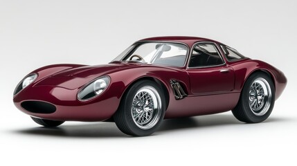 Obraz premium Classic Sports Car in Deep Red with Sleek Design and Chrome Wheels Ideal for Automotive Enthus