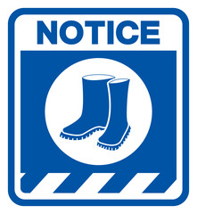 Notice Wear Foot Protection Symbol Sign,Vector Illustration, Isolated On White Background Label. EPS10