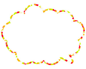 ステンドグラス風吹き出し　三角形模様　丸みのある雲形