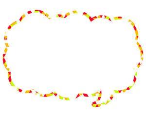 ステンドグラス風吹き出し　三角形模様　細長い雲形