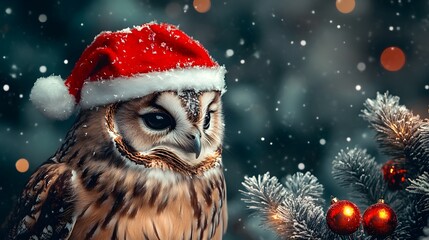 owl christmas Christmas collection long header banner format panorama website header banner high quality photo animal, decoration, season, bird

