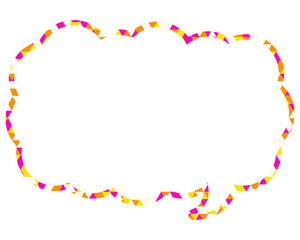 ステンドグラス風吹き出し　三角形模様　細長い雲形