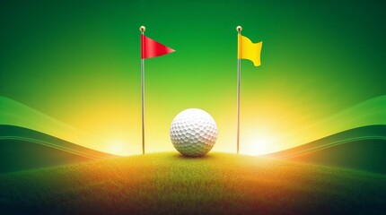 Obraz premium Volumetric golf art with textured ball and flags