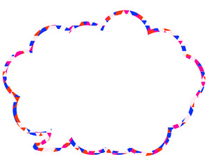 ステンドグラス風吹き出し　三角形模様　丸みのある雲形