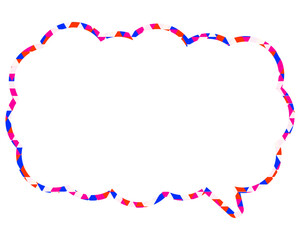 ステンドグラス風吹き出し　三角形模様　細長い雲形