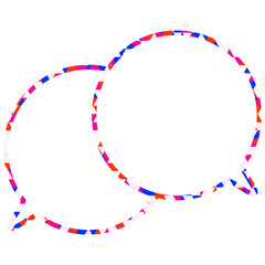 ステンドグラス風吹き出し　三角形模様　重なる会話