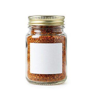 Artisan Spice Mix in Small Glass Jar with No Branding on White Background