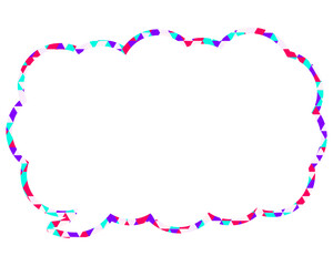 ステンドグラス風吹き出し　三角形模様　細長い雲形