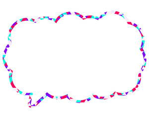 ステンドグラス風吹き出し　三角形模様　細長い雲形
