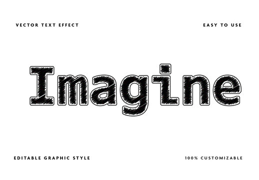 Black And White Imagine Sketch Font Scribble Hand Text Effect