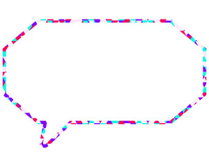 ステンドグラス風吹き出し　三角形模様　細長い八角形