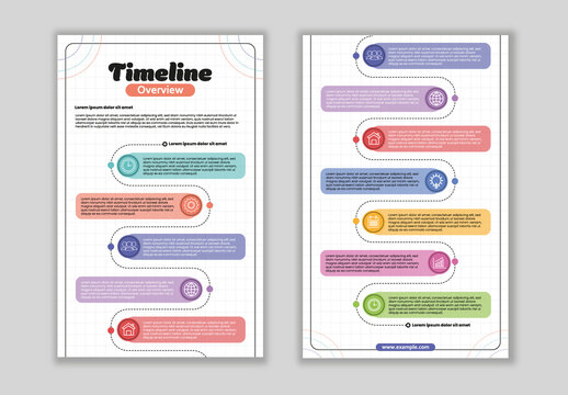 Colorful Clean Minimal Step Timeline Infographic