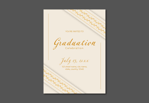Beige Elegant Decorative Graduation Invitation Layout