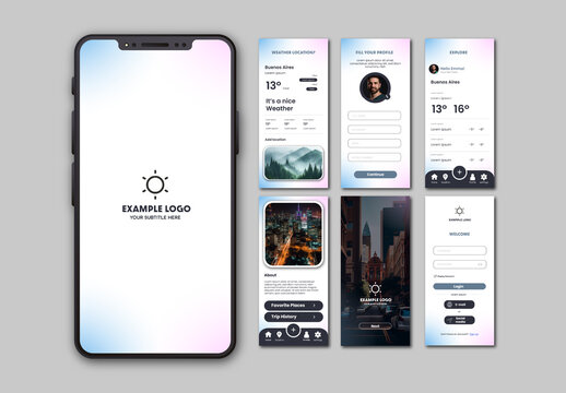 Soft Gradient Mobile Weather Interface App UI - AI Generated Photos