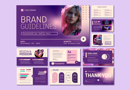 Purple And Beige Corporate Identity Brand Guidelines Presentation