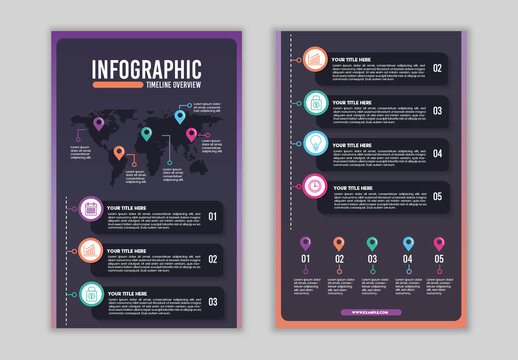 Purple And Orange Infographic Timeline Business Strategy Template