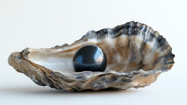 A stunning black pearl nestled within an open oyster shell showcasing natural beauty and luxur