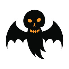 Halloween Ghost with Bat Wings – Spooky Skull Face Icon