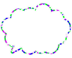 ステンドグラス風吹き出し　三角形模様　丸みのある雲形