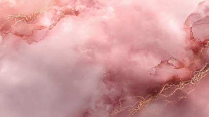 Fototapeta premium Elegant floral pink marble background with soft gold accents and flowing rose petal texture, romantic luxury abstract design